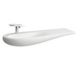 Laufen Alessi one wastafel, onderbouw, zonder kraangat, zonder overloop, planchet rechts, 1200x500, H8149737571091, Kleur: Wit mat