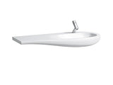 Laufen Alessi one wastafel, onderbouw, 1 kraangat, met overloop, planchet links, 1200x500, H814974, Kleur: Koffiemat