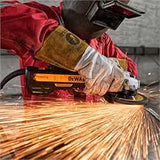 Dewalt 1.700 W 125 mm haakse slijper DWE4357 (borstelloze motor, stofdichte wikkelingen door epoxyhars, elektronische rem en koppeling, beschermkap, extra handgreep, snelspanmoer)