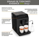 Krups Evidence Eco-Design EA897B Fully Automatic Coffee Machine, Eco-Design - Sustainably Designed, 62% Recycled Plastic, Quattro Force, Milk Drinks, 8 Coffee Recipes