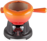 Le Creuset 600200009 Fondueset, geëmailleerd gietijzer, met verstelbare brander en 6 vorkjes, voor kaas/chocolade/vlees, 1,6 liter, Volcanic