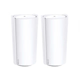 TP-Link Deco XE200 (2-pack) - 6E Mesh AI AXE11000, Tri-Band, 2,4 GHz/5 GHz/6 GHz, optimale huizen tot 6 slaapkamers, AP-modus, 1 poort 10 Gbit/s/2 Gigabit poort, WPA3, licht C-configuratie