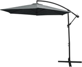 Zweefparasol + Waaiervormige parasoltegel Grijs 247x300x300 cm Draai en kantelbaar Incl. Beschermhoes UV bescherming