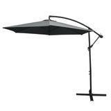 Zweefparasol + Waaiervormige parasoltegel Grijs 247x300x300 cm Draai en kantelbaar Incl. Beschermhoes UV bescherming