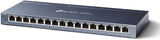 Tp-Link Tl-Sg116 16-Poorten Gigabit Netwerk Switch (32 Gb/S Switch Capaciteit, Afgeschermde Rj-45 Poorten, Metalen Behuizing, Igmp-Snooping, Unmanaged, Plug-En-Play, Zonder Ventilator) Blauw Metallic