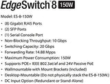 Ubiquiti EDGESWITCH-8-150 Switch 8x1Gbit 2xBASE-Managed POE RJ45,2xBASE-150W, volledig beheerde PoE + gigabit-switch