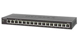 Netgear Ethernet-switch met poorten, 10/100/1000 Mbps 16 poorten gigabit, metaal zwart