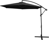 Zweefparasol + Vierkante parasoltegel Zwart 247x300x300 cm Draai en kantelbaar Incl. Beschermhoes UV bescherming