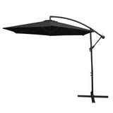 Zweefparasol + Vierkante parasoltegel Zwart 247x300x300 cm Draai en kantelbaar Incl. Beschermhoes UV bescherming