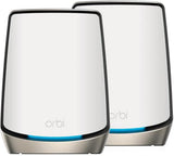 Netgear Orbi RBK862S WiFi 6 Triband Mesh System Router met 1 satelliet extender, bereik tot 360 m², 100 apparaten, 10 Gig internetaansluiting, Armor Abonnement, AX6000 (6 Gbps)