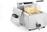 HENDI Friteuse Mastercook, digitaal, veiligheidsthermostaat, frituurmand met extra lange handgreep, koude zone voor een langere levensduur van de olie, 8L, 230V, 3500W, 300x515x(H)345mm, 18/0 RVS