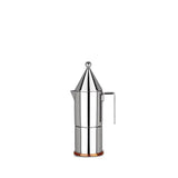 Alessi La Conica 90002/3 Design koffiezetapparaat van roestvrij staal met koperen bodem, 3 kopjes, zilver, 3,3 x 12 x 5,2 cm