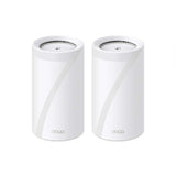 TP-Link Deco BE85 Wi-Fi 7 Mesh WLAN-set (2-pack), BE19000 Tri-band-router en repeater (10 Gbit/s Ethernet/glasvezelpoort, 19 GPS Wi-Fi-snelheid, WPA3, 320 MHz kanalen, 6 GHz) wit