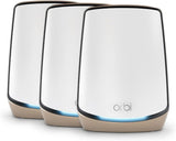 NETGEAR Orbi Tri-Band WiFi 6 Mesh-systeem (RBK863S) – router met 2 satellietextenders, dekking tot 540 m², 100 apparaten, internetpoort van 10 Gig, Armor-abonnement, AX6000 (tot 6 Gbps)