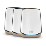 NETGEAR Orbi Tri-Band WiFi 6 Mesh-systeem (RBK863S) – router met 2 satellietextenders, dekking tot 540 m², 100 apparaten, internetpoort van 10 Gig, Armor-abonnement, AX6000 (tot 6 Gbps)