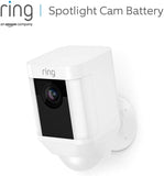 Ring Spotlight Cam Battery, HD-beveiligingscamera met led-spots, alarm, tweeweg-audio, werkt op accu | Inclusief proefabonnement van 30 dagen op Ring Protect Plus | Wit