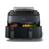 Philips Airfryer 5000 Series met Dual Basket met Stoom- 9L, RapidAir Plus-technologie, 19 manieren om te koken, 90% minder vet, AirSteam-technologie, 2 manden, stoomreiniging, accessoires (NA550/00)