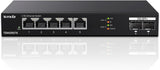 Tenda 2,5 Gbit Switch met 5x 2,5G-poorten & 2x 10G SFP+ poorten, Unmanaged 2.5 Gigabit Ethernet LAN-switch (plug-and-play, metalen behuizing, zwart) (TEM2007X)