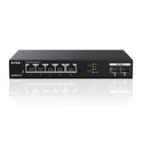 Tenda 2,5 Gbit Switch met 5x 2,5G-poorten & 2x 10G SFP+ poorten, Unmanaged 2.5 Gigabit Ethernet LAN-switch (plug-and-play, metalen behuizing, zwart) (TEM2007X)