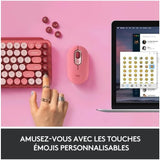 Logitech POP Keys Mechanisch toetsenbord, draadloos, met emoji-toetsen, compact, duurzaam, Bluetooth of USB-connectiviteit, multiapparaat, compatibel met OS - Heartbreaker