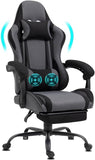 Delman Bureaustoel, gamingstoel, stof, massagefunctie, USB-gamingstoel, ergonomische gamerstoel met voetensteun, hoofdsteun, lendenkussen, draaistoel, 02-0040 (grijs)