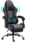 Delman Bureaustoel, gamingstoel, stof, massagefunctie, USB-gamingstoel, ergonomische gamerstoel met voetensteun, hoofdsteun, lendenkussen, draaistoel, 02-0040 (grijs)