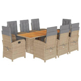 Lechnical 9-delige tuinmeubelset met beige kussens van polyrotan, outdoor lunchset, tuindinerset, eettafelset op terras - 3212511