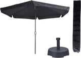 Parasol Gemini Zwart Ø300 cm + Parasolvoet 25 kg + Parasolhoes