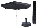 Parasol Gemini Zwart Ø300 cm + Parasolvoet 25 kg + Parasolhoes