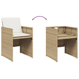 ZEYUAN 3277827 Tuineetset 15-delig met beige kussens van polyrotan, outdoor lunchset, tuindinerset, eettafelset op terras