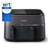 Philips Dual Basket Air Fryer 3000 Series, 9 Litre, with 2 Drawers, Breakfast Kit, Rapid Air Technology, Versatile Large Air Fryer For The Whole Family, 99% Less Fat And Energy Saving