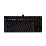 Logitech G Pro TKL Mechanisch gaming-toetsenbord zonder nummertoetsenbord, GX-Clicky-toetsen, blauw, RGB LIGHTSYNC, draagbaar ontwerp voor sport, afneembare micro-USB-kabel, Spaans, zwart