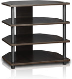 Furinno Turn-N-Tube Easy Assembly 4-Tier Petite Entertainment Center, tv-standaard, tv-meubel, tv-bureau, espresso/grijs