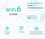 TP-Link Deco X50 AX3000 Whole Home AI-Driven Mesh Wi-Fi 6 System, Dual-Band with Gigabit Ports, Coverage up to 6,500 ft2, Connect up to 150 devices, 1 GHz Dual-Core CPU, HomeShield Security, Pack of 3