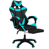 IDMarket - Verstelbare Alex gamingstoel met voetensteun, hoofdkussen en lendenkussen, zwart en turquoise blauw