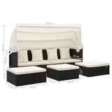 Tuinbed met baldakijn zwart poly rotan tuinmeubilair minimalistische tuinset tuinmeubel bed met dak Commemoration Day