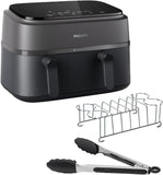 Philips Dual Basket Air Fryer 3000 Series, 9 Litre, with 2 Drawers, Breakfast Kit, Rapid Air Technology, Versatile Large Air Fryer For The Whole Family, 99% Less Fat And Energy Saving