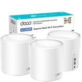 TP-Link Deco X60 AX5400 Whole Home Mesh Wi-Fi 6-systeem, dekking tot 7.100 vierkante meter, 1 GHz quad-core CPU, compatibel met Amazon Alexa, HomeShield-beveiliging, pakket van 3