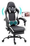 Gemani Bureaustoel, gamingstoel, massagefunctie, USB, gamingstoel, ergonomische gamerstoel met voetensteun, hoofdsteun, lendenkussen, draaistoel, 02-0042 (wit)