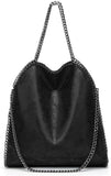 Wivmypog Dameshandtas, kunstleren tas voor dames, schoudertas, modieuze kettingtas, grote hobo tassen voor dames, zwart
