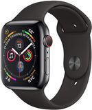 Apple Watch Series 4 (GPS + mobiel, 44 mm) - Spacezwarte roestvrijstalen kast met zwarte sportband (gerenoveerd)