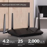 NETGEAR Nighthawk WiFi 6 Router (RAX43) 5-Stream Dual-Band Gigabit Router, AX4200 Wireless Speed (tot 4,2 Gbit/s), dekking tot 2.500 m² en 25 apparaten