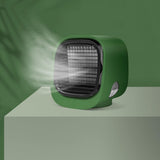 Bewello® - Mini Airco - Mini Ventilator voor Bureau - USB Ventilator met Luchtkoeler - Kleine Tafelventilator Airco - Groen - Mobiele Water Aircooler - met LED moodlight - Fluisterstil