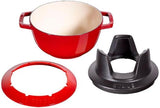 STAUB Fondue-set met 6 vorken, geschikt voor kaas-, chocolade- en vleesfondue, gietijzer, kersenrood, 20 cm