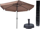 Parasol Gemini Taupe Ø300 cm + Parasolvoet 25 kg + Parasolhoes