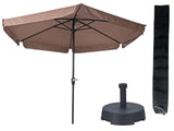 Parasol Gemini Taupe Ø300 cm + Parasolvoet 25 kg + Parasolhoes