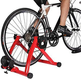 Fietstrainer Racefietstrainer Machine met ruisonderdrukkingswiel 7 niveaus Weerstand Draagbaar Magnetisch Oefenfietsen Berg Stationair Fietsenrek,Red