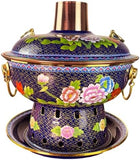 NIBHZ Chinese fondue pure koperen pot, koperen pot, bedienden shabu shabu hete pot,Blauw,27cm