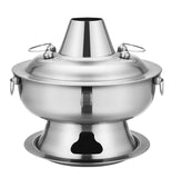 Hete Pot Fornuis, Verdikte Roestvrijstalen Hotpot Houtskool Chinese Hot Pot Fonduepan Kookgerei Voor Thuis Keuken Kookplaat Shabu(Blue,Silver,36cm)