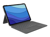 Logitech Combo Touch beschermhoes met toetsenbord voor iPad Pro 11 inch (1e, 2e, 3e, 4e generatie - 2018, 2020, 2021, 2022), achtergrondverlichting, trackpad op elk punt, QWERTY Spaans - grijs